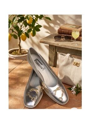 Francesca Made in Italy Leather Espadrilles Colour White Gold